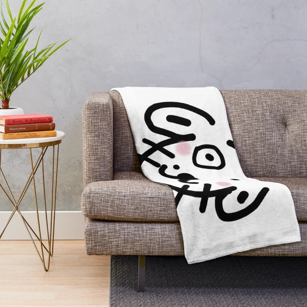 Cute dog illustration plush blanket featuring a whimsical dog doodle design