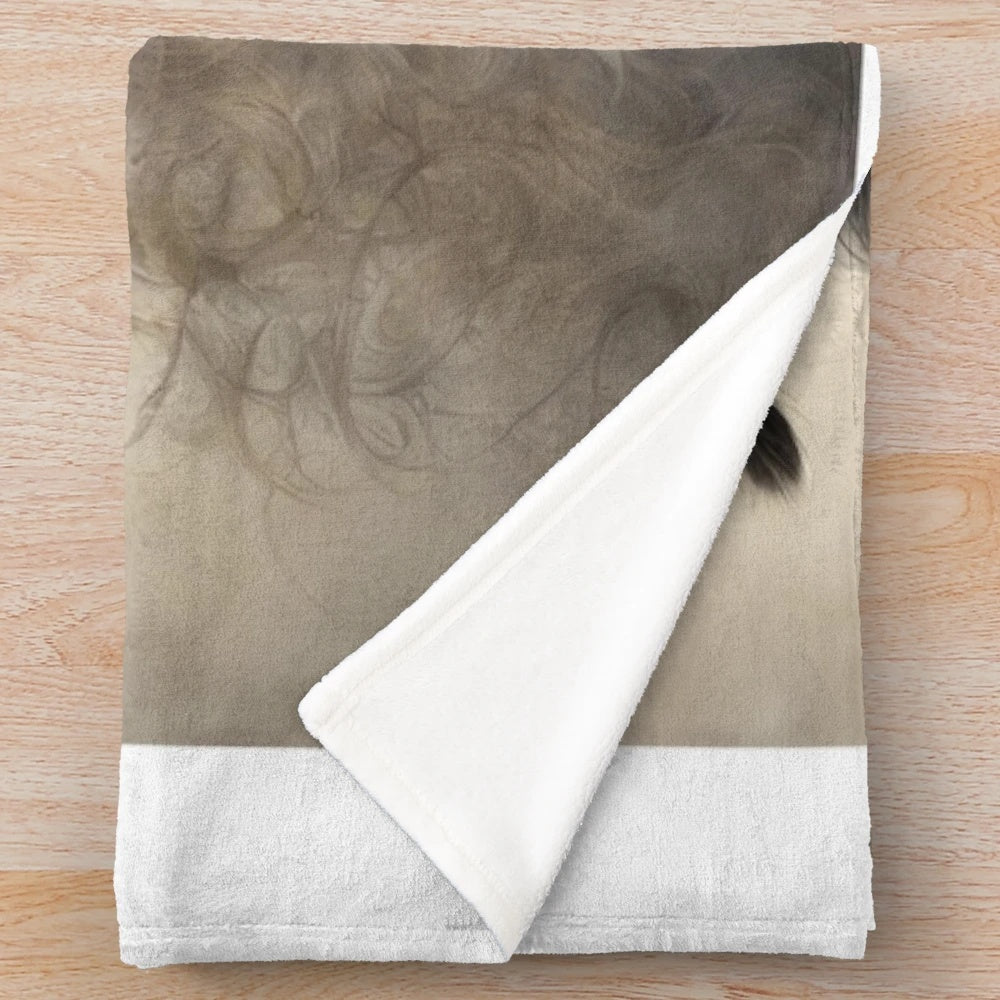 Soft, cozy plush dog blanket with a vintage, whimsical design