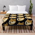 Doge Meme Plush Blanket with Cute Shiba Inu Dog