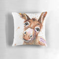 Soft, plush pillow featuring a sweet donkey face design, perfect for adding a touch of rustic charm to your home.