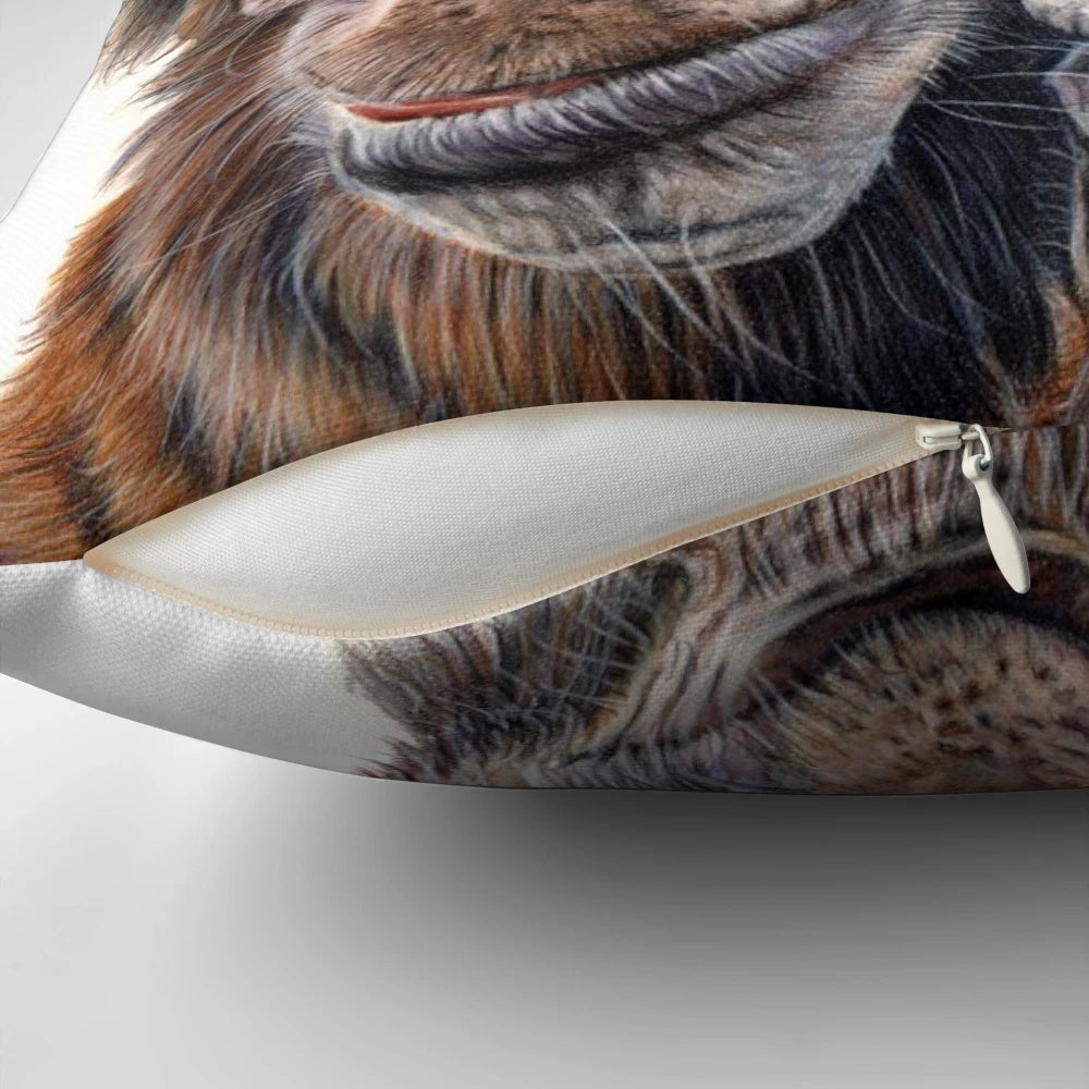 A soft, plush pillow featuring an adorable donkey with the "hee haw" expression.