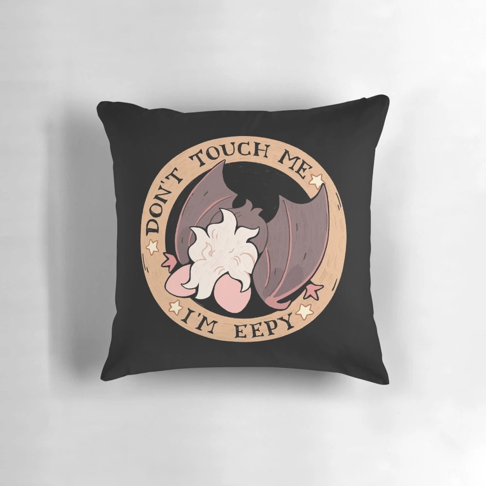 Soft, fluffy pillow featuring a cute vampire bat design