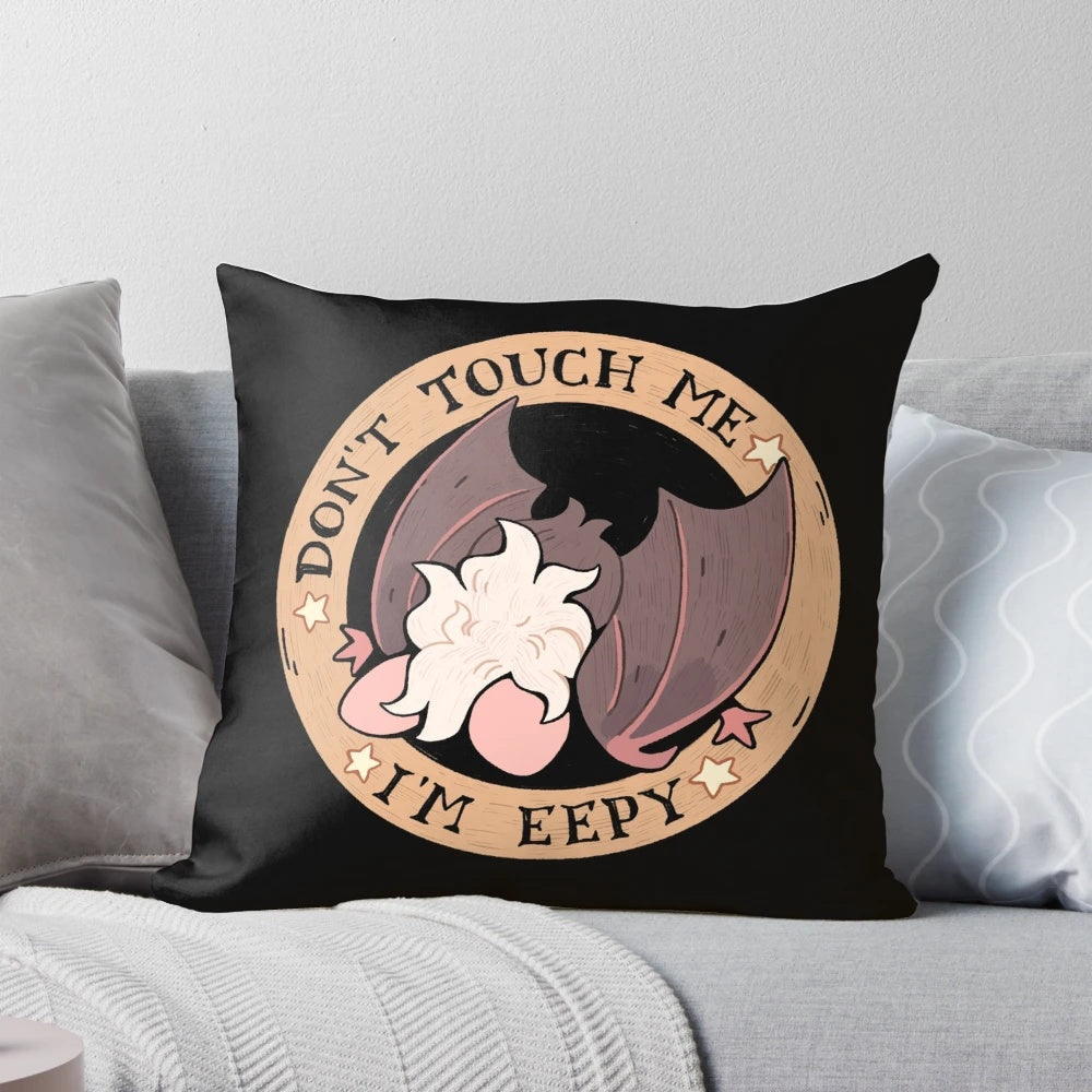 Soft, fluffy pillow featuring a cute vampire bat design