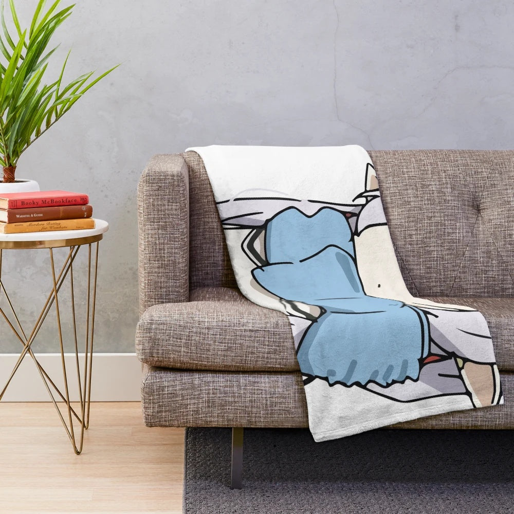 Sousou no Frieren inspired doodle plush blanket featuring a cute anime girl character