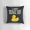 Soft, plush pillow featuring a whimsical duck graphic design, perfect for duck enthusiasts.