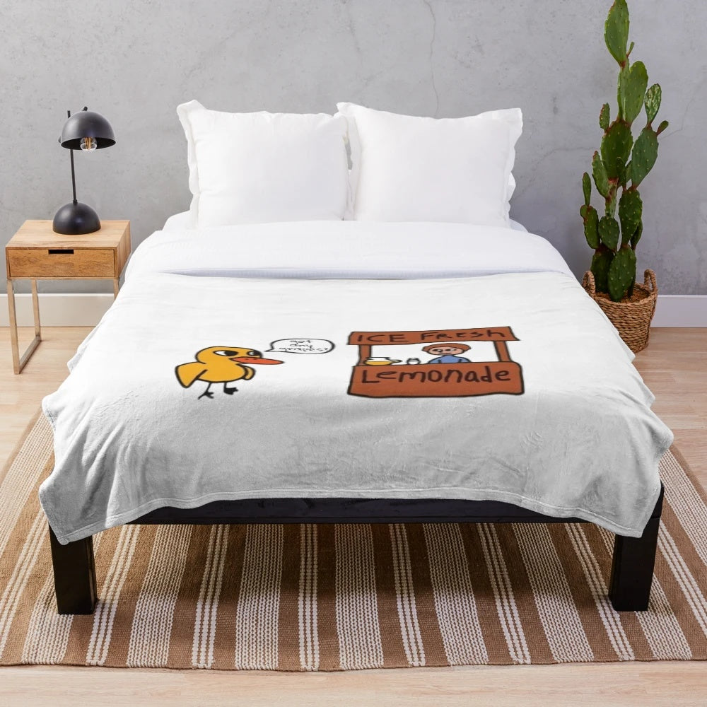 Cute duck plush blanket featuring the "Got Any Grapes?" song lyrics