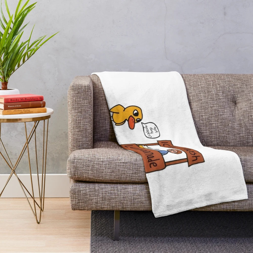 Cute duck plush blanket featuring the "Got Any Grapes?" song lyrics