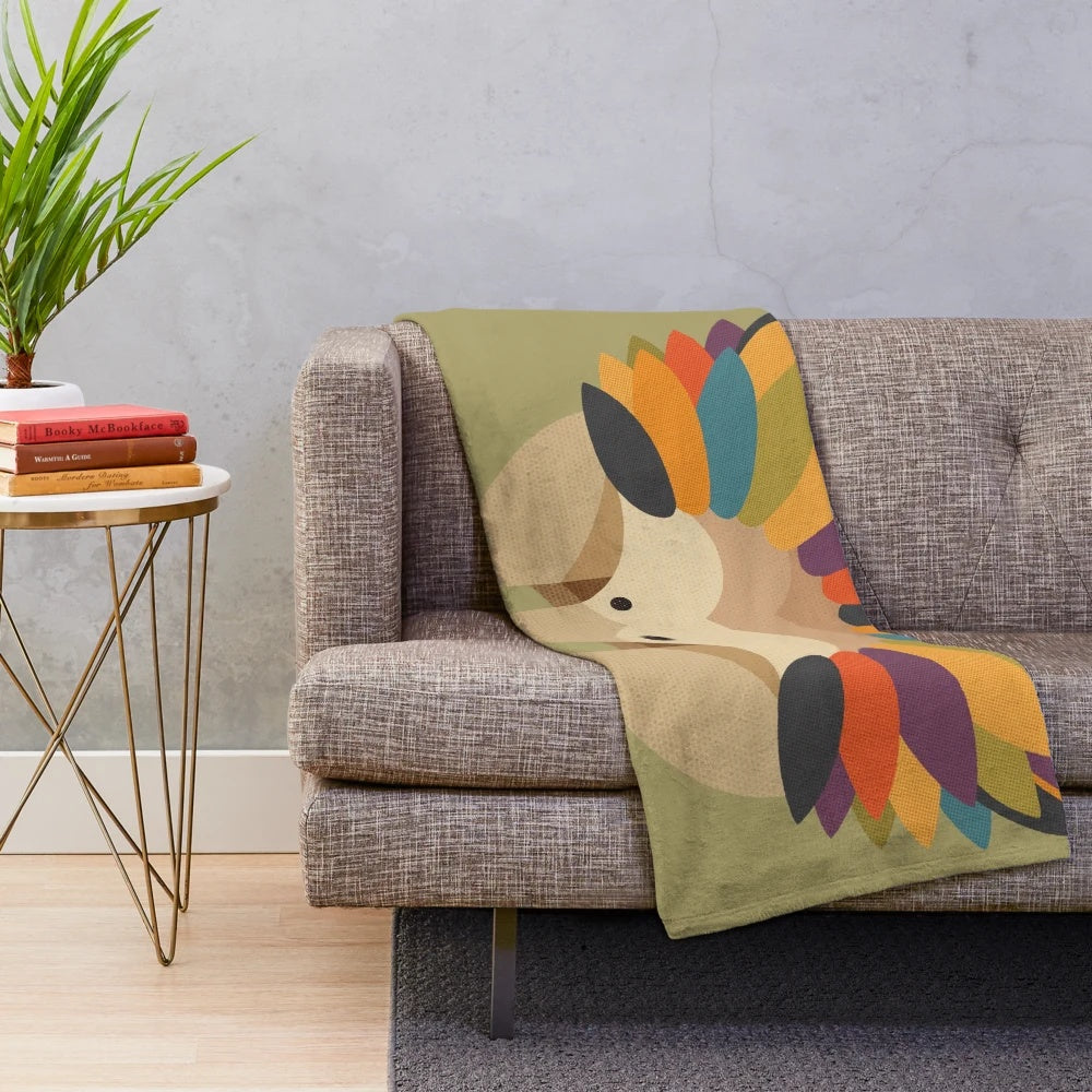 Colorful and whimsical echidna plush blanket