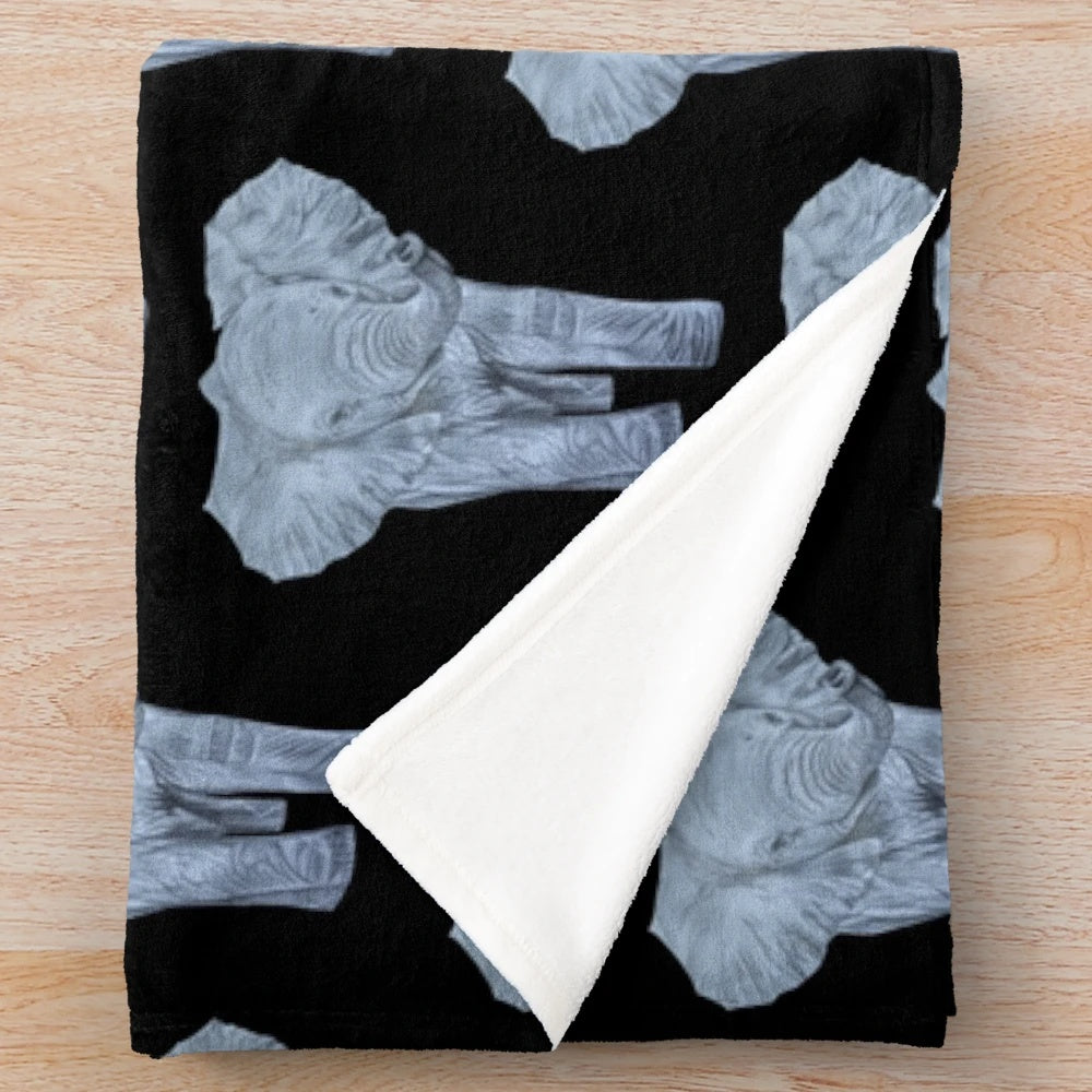 Soft plush blanket featuring a graphite pencil drawing of a cute elephant calf