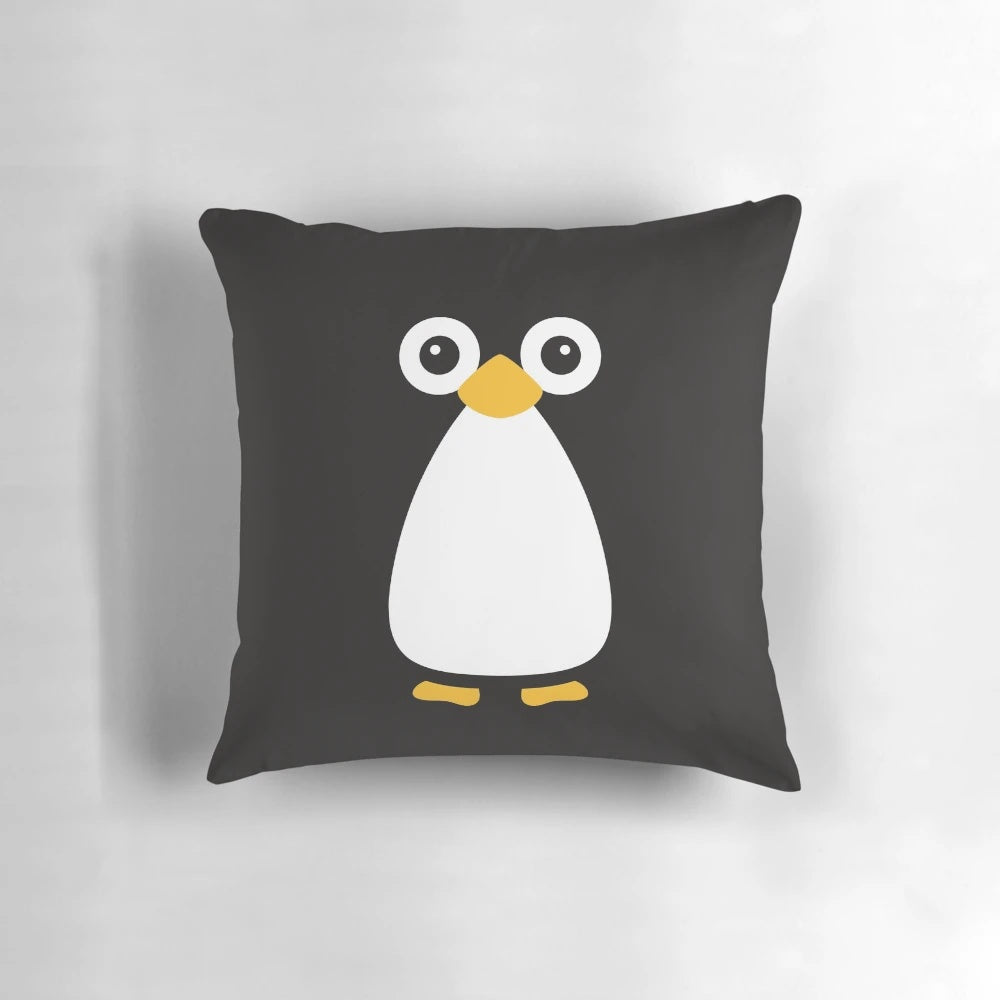 Cute vector illustration of a cuddly emperor penguin on a soft, plush pillow