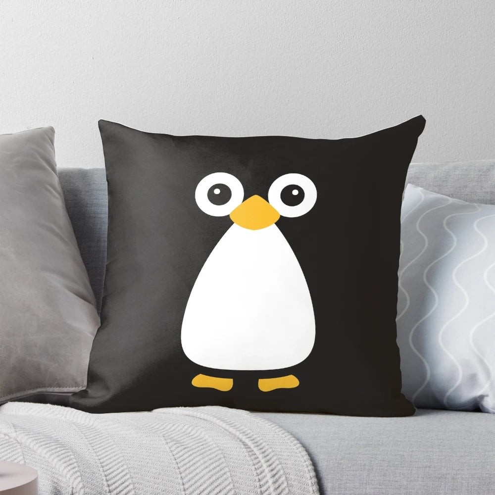 Cute vector illustration of a cuddly emperor penguin on a soft, plush pillow