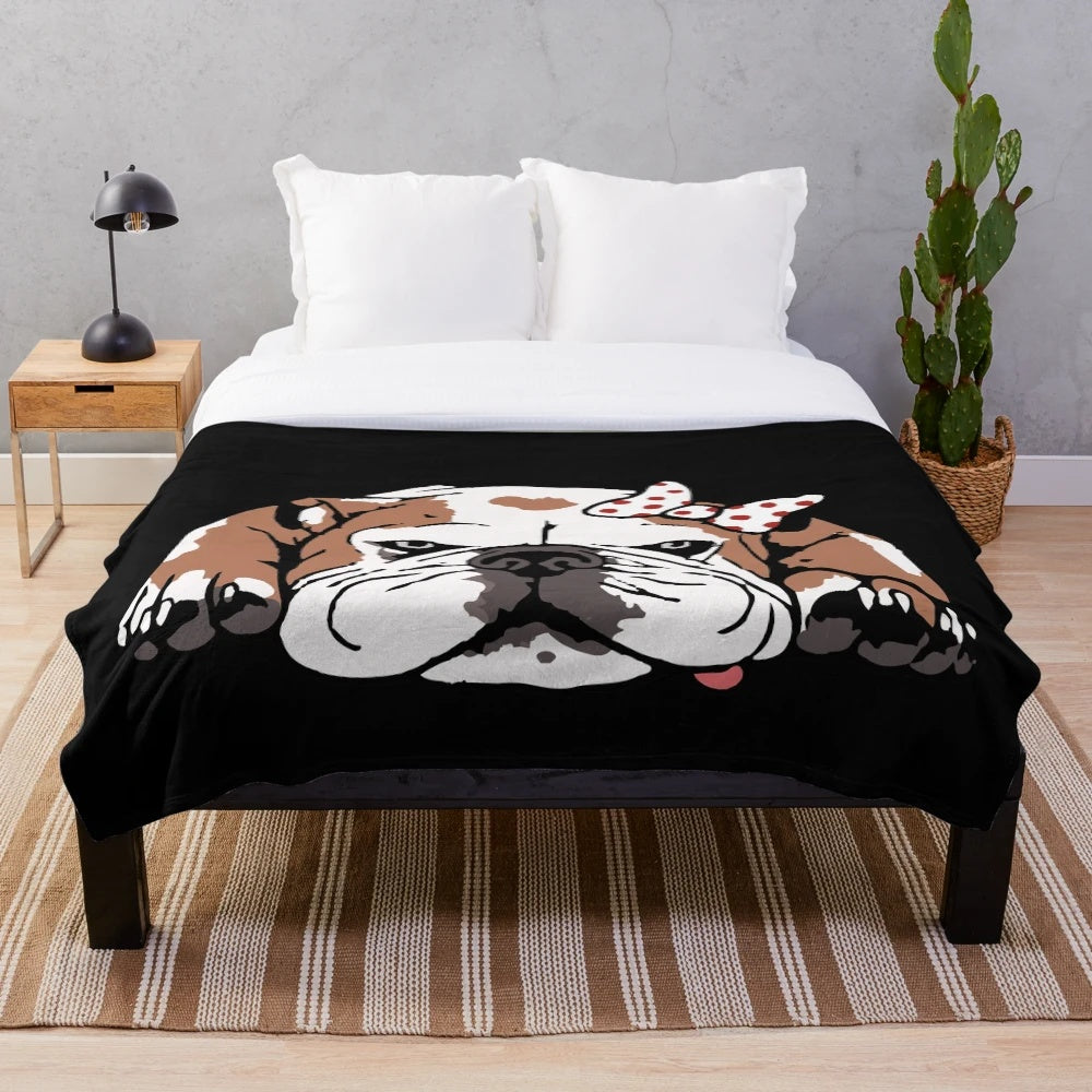 Cute English Bulldog Plush Blanket