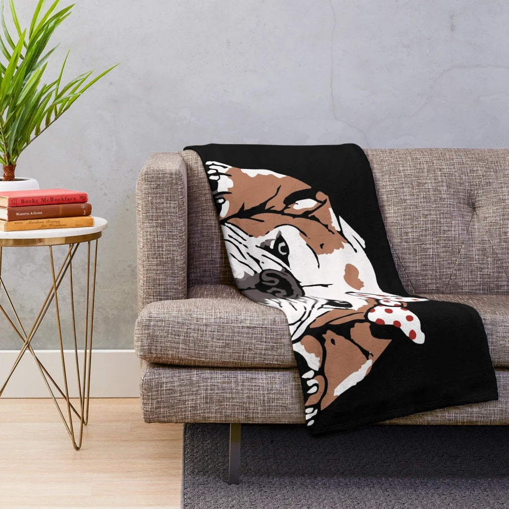 Cute English Bulldog Plush Blanket