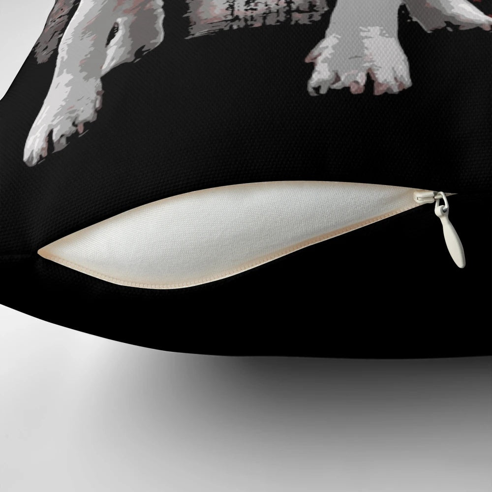 Comfortable decorative pillow featuring an illustration of an adorable English bullterrier dog