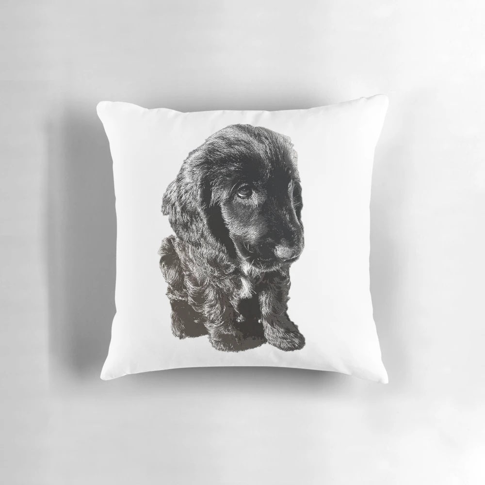 Soft and cuddly English Cocker Spaniel puppy dog printed on a comfortable pillow