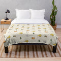Soft, cuddly plush blanket featuring adorable fantasy creatures like cactaur, moogle, and chocobo