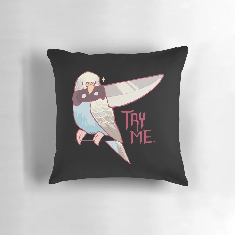 Soft and cuddly pillow featuring a cute female budgie design