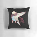 Soft and cuddly pillow featuring a cute female budgie design