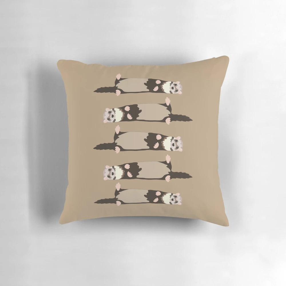 Cozy pillow featuring a cute and playful ferret design