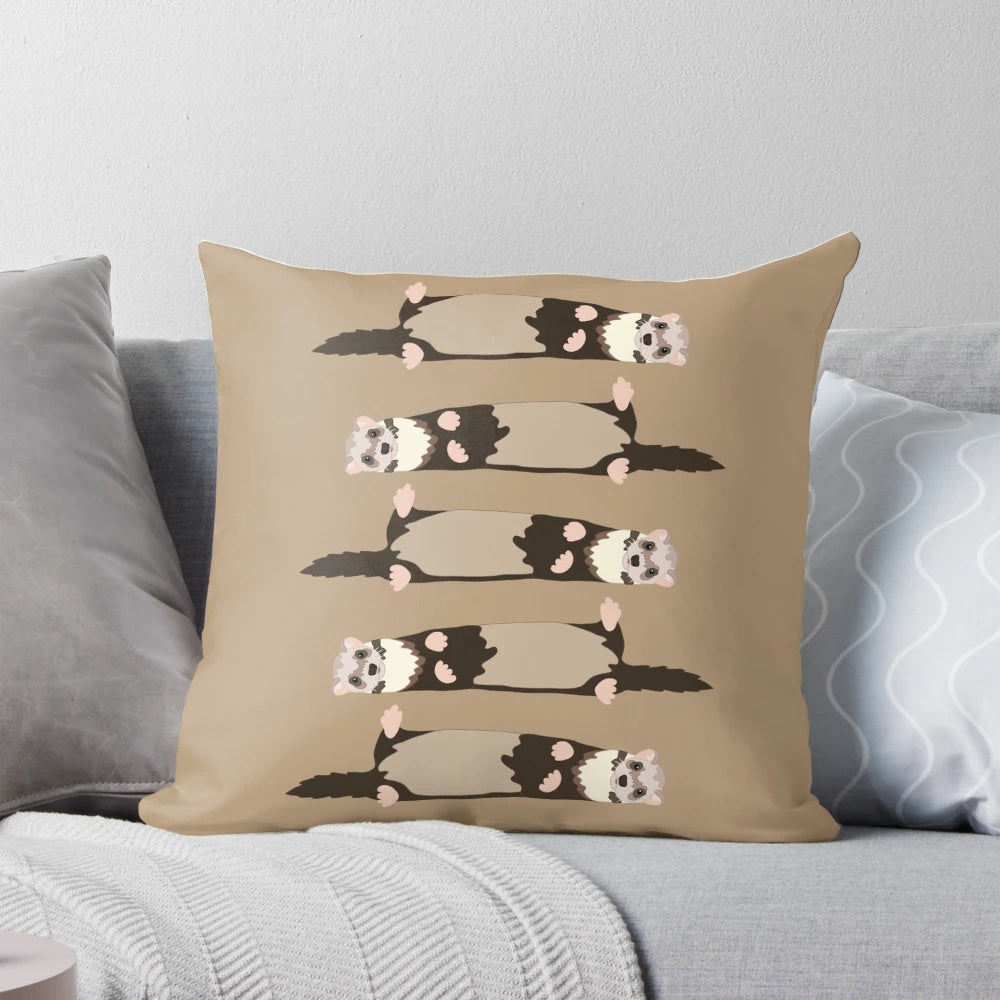 Cozy pillow featuring a cute and playful ferret design