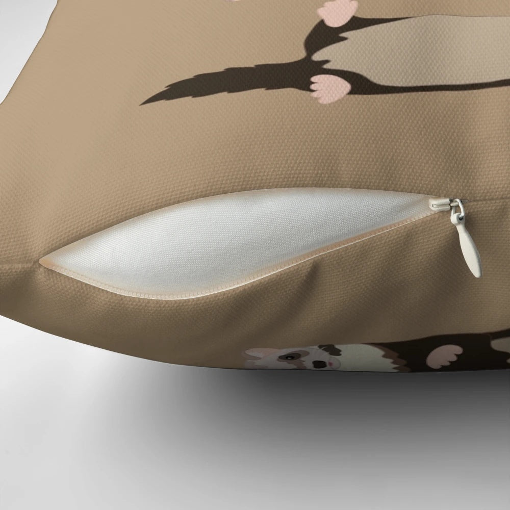 Cozy pillow featuring a cute and playful ferret design