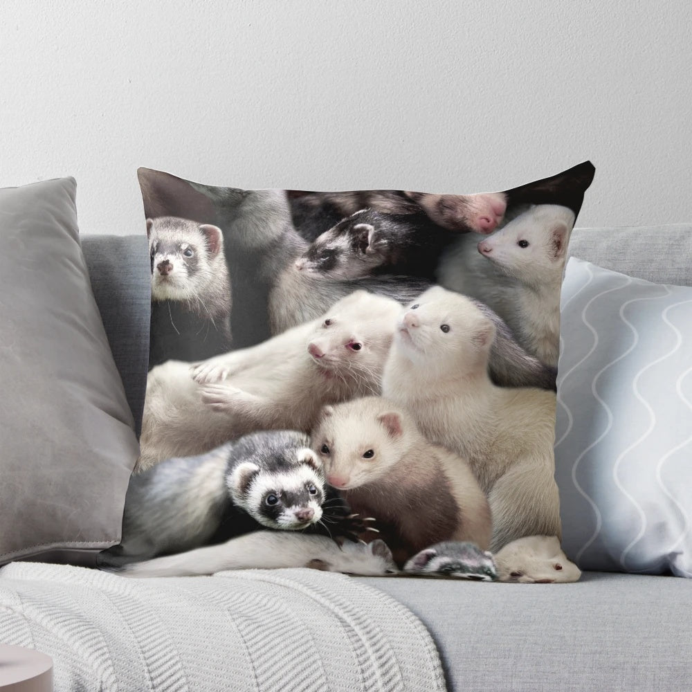 Soft and plush ferret-themed pillow or cushion