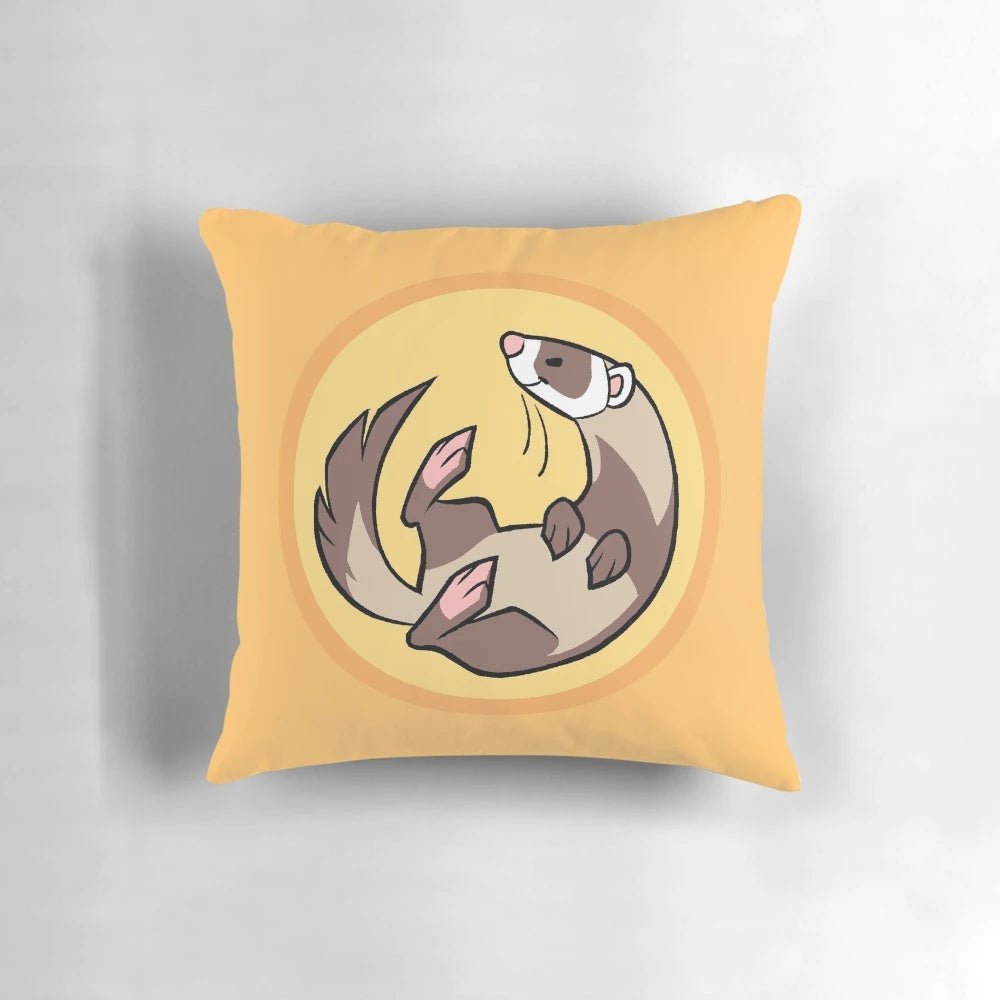 Soft, plush brown ferret-shaped decorative pillow with cartoon-style design
