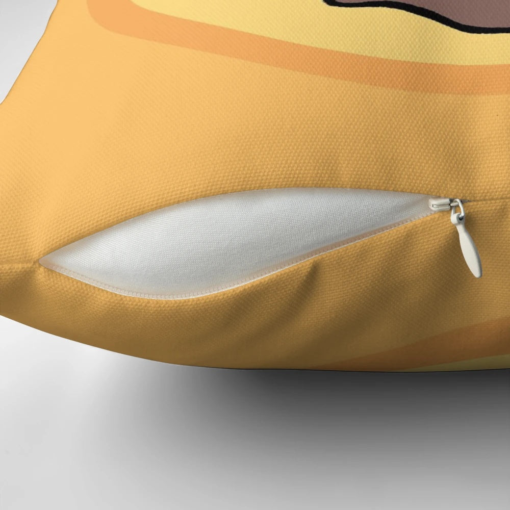 Soft, plush brown ferret-shaped decorative pillow with cartoon-style design