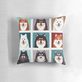 Crotchet illustration of a Finnish Lapphund dog on a decorative throw pillow