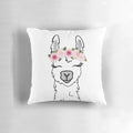 Soft, plush pillow featuring a llama wearing a beautiful floral crown
