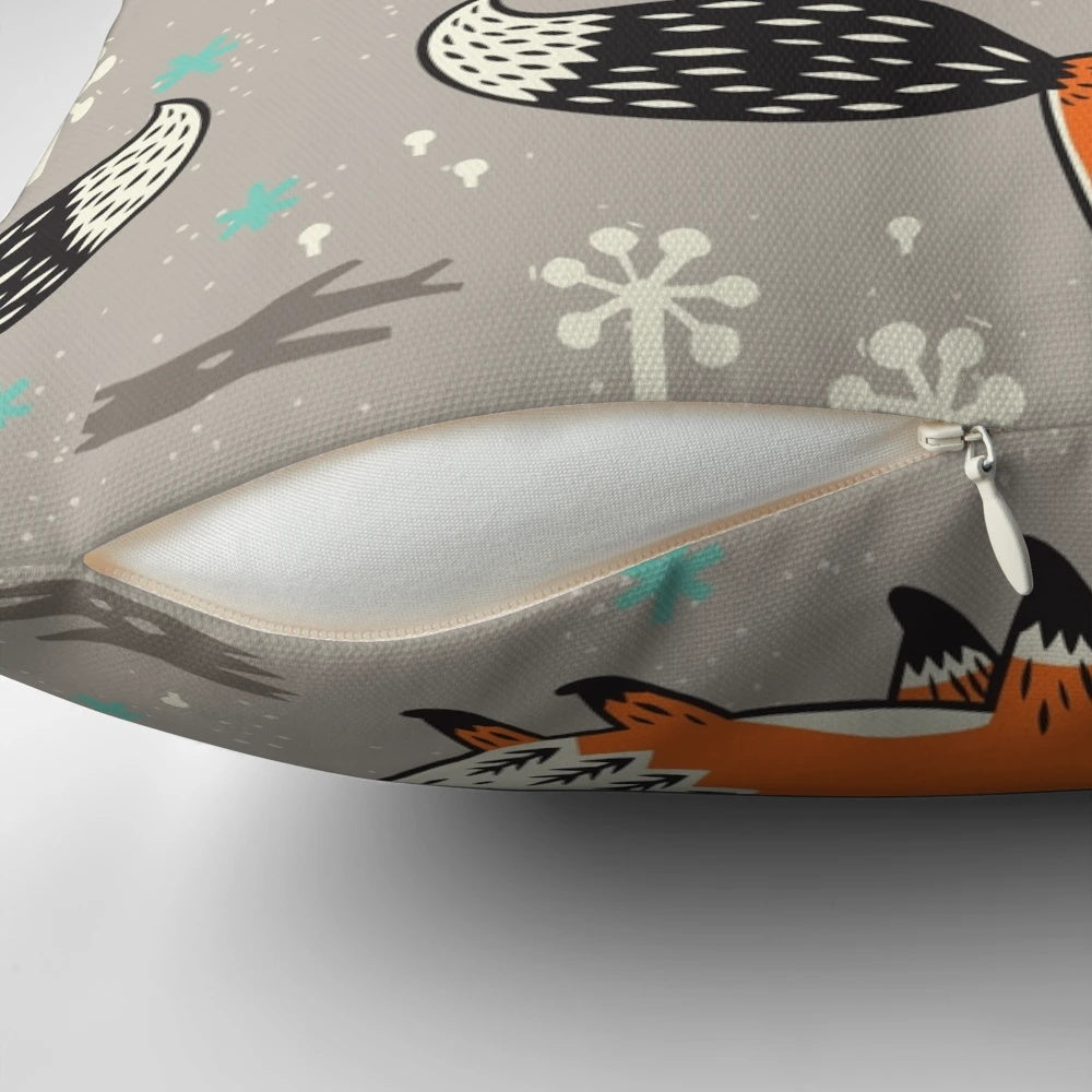 A cozy and colorful fox-themed pillow that adds a playful touch to any child's bedroom or nursery.