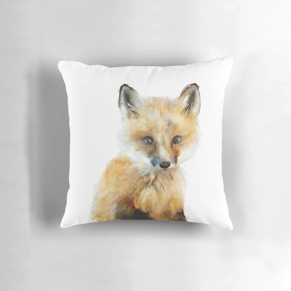 Cozy plush fox-themed pillow for a baby's nursery