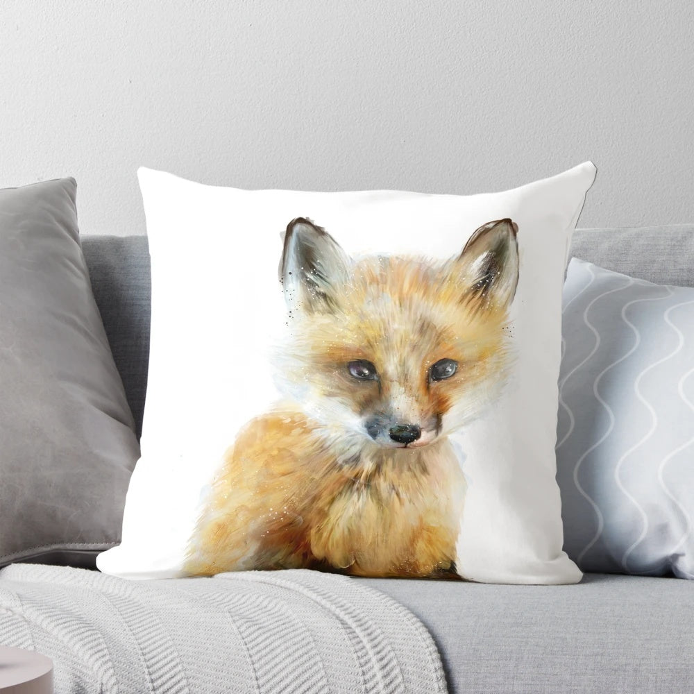 Cozy plush fox-themed pillow for a baby's nursery