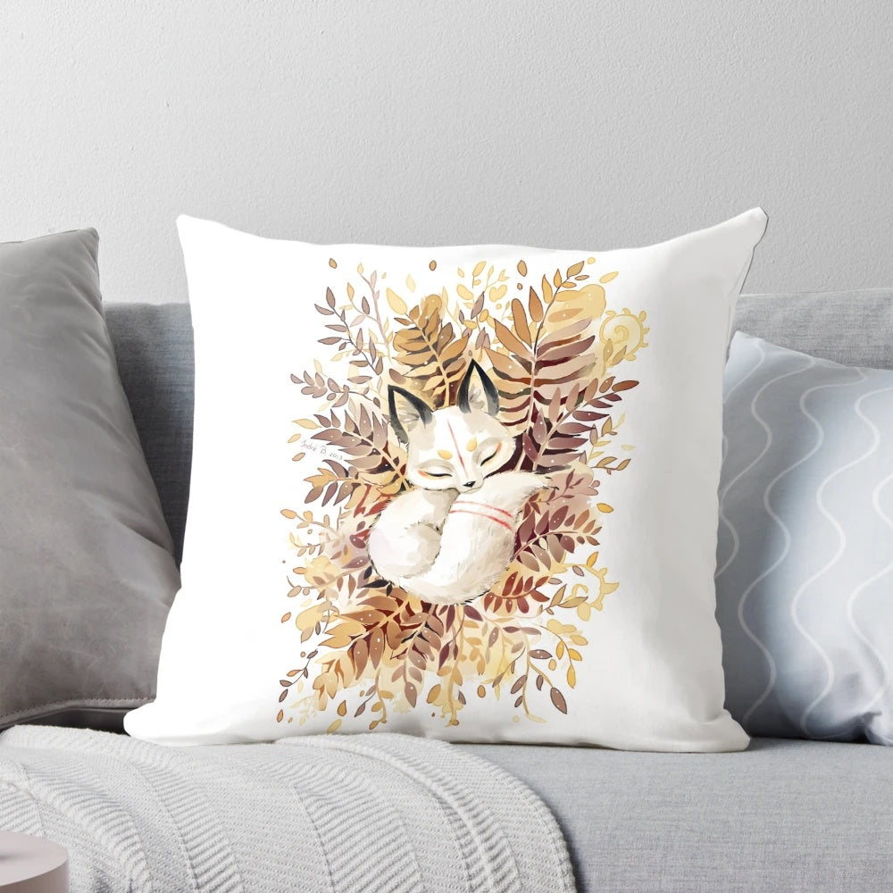 Plush brown fox-themed pillow for children's room or nursery