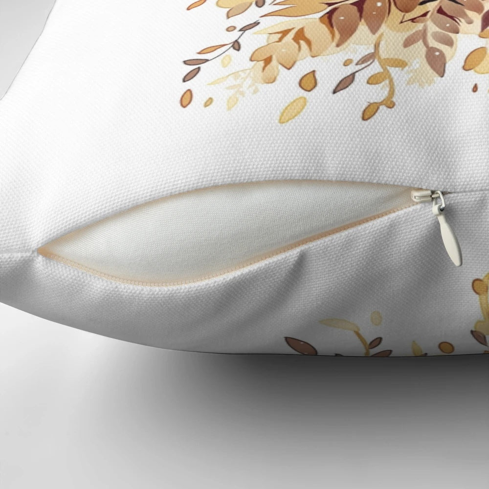 Plush brown fox-themed pillow for children's room or nursery