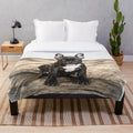 Soft and cozy plush blanket featuring a cute French bulldog puppy