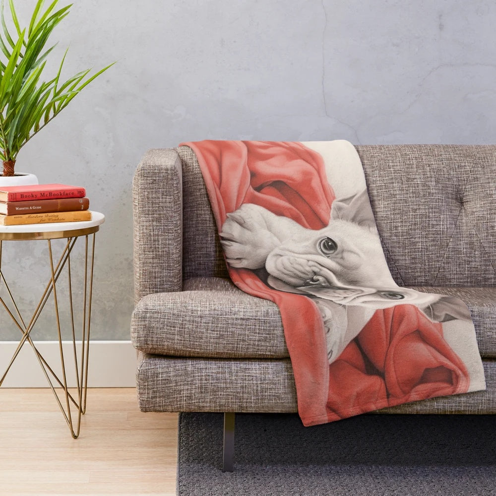 Cozy french bulldog puppy plush blanket
