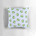 Soft, plush frog-shaped pillow in green and brown colors