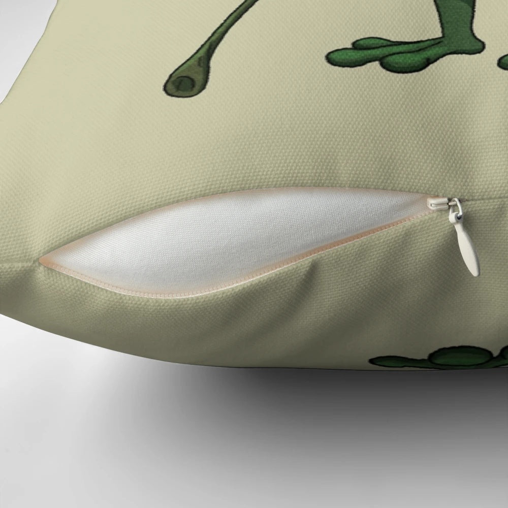 Soft, plush pillow featuring a whimsical frog design inspired by Japanese and Chinese art