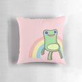 Soft, plush Froggy Chair Pillow from Animal Crossing, featuring a cute chibi frog design in pastel rainbow colors.