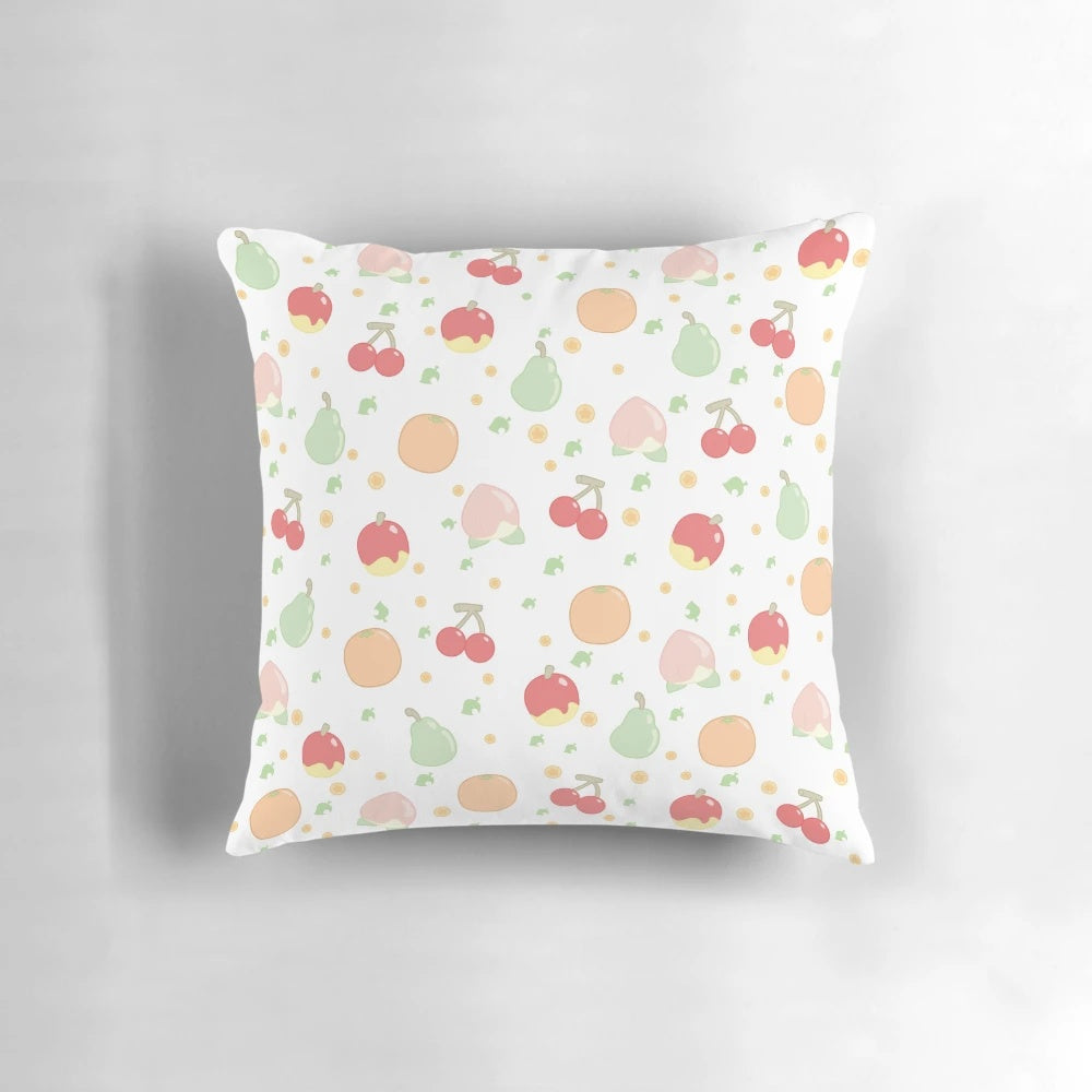 Colorful fruit pattern pillow with animal crossing characters
