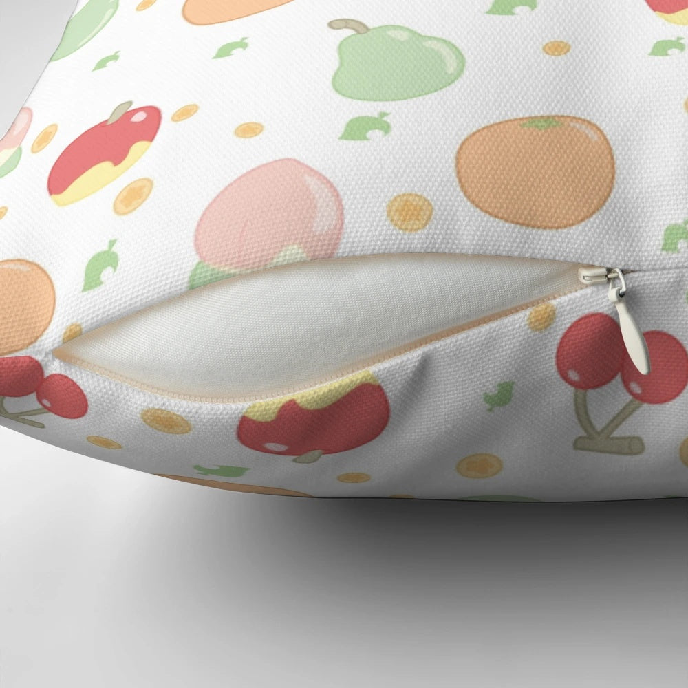 Colorful fruit pattern pillow with animal crossing characters