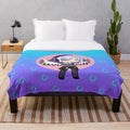 Cute girl character with angel wings on a plush blanket
