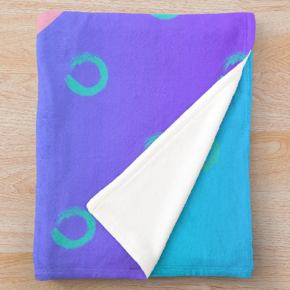 Cute girl character with angel wings on a plush blanket