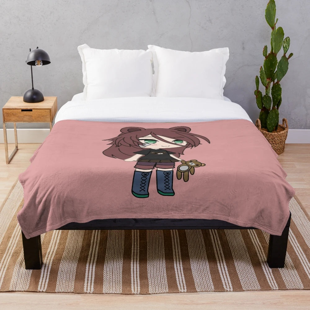 Cozy plush blanket featuring a cute anime-style magical girl character