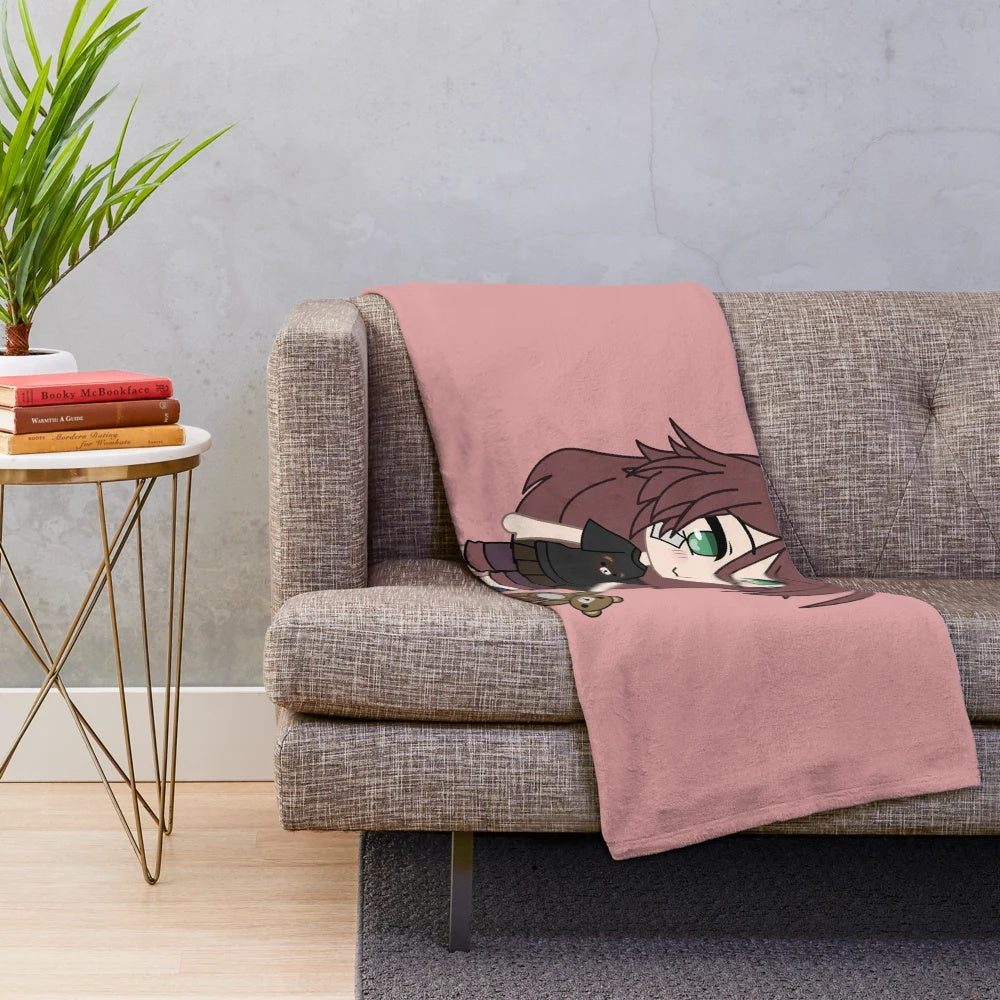 Cozy plush blanket featuring a cute anime-style magical girl character
