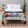 Genshin Impact-inspired plush blanket featuring Diona, Qiqi, and Klee