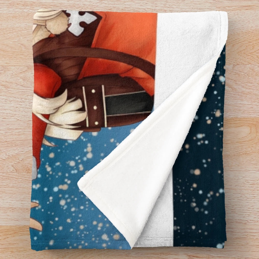 Genshin Impact-inspired plush blanket featuring Diona, Qiqi, and Klee