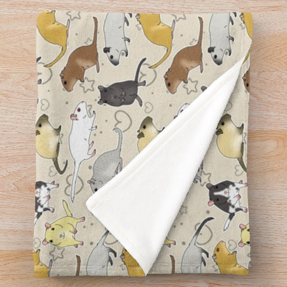 Gerbil pattern plush blanket with a cozy and cute design