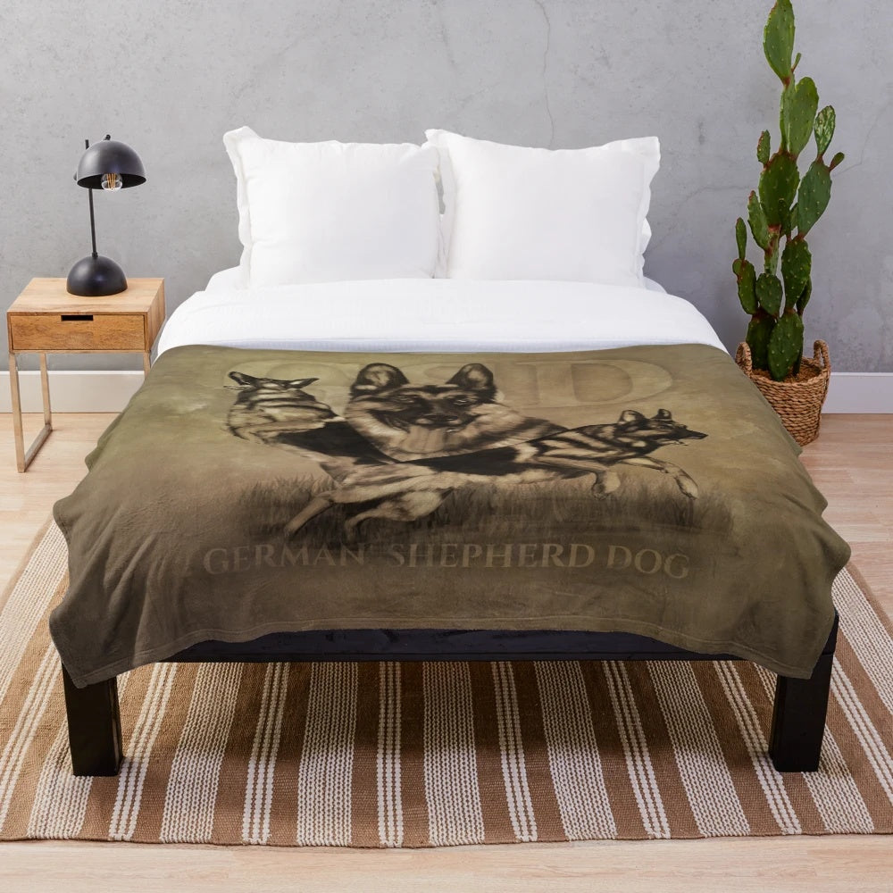 German Shepherd Dog Collage Plush Blanket